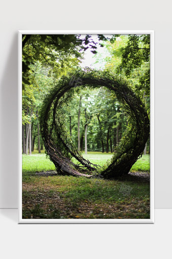 森林中的自然艺术圆环雕塑景观