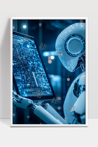 未来智能机器人操作高科技计算机系统场景