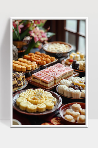 传统精致中式糕点月饼展示节日美食盛宴