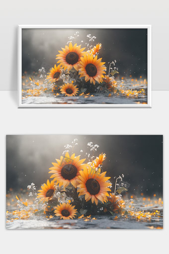 温暖阳光下的向日葵盛开自然美景