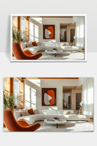 现代简约风格宽敞明亮客厅温馨舒适居家设计