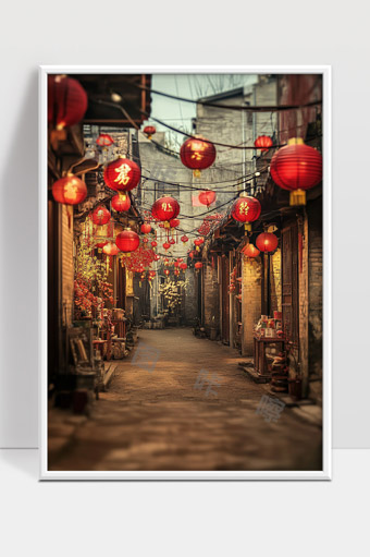 古镇街道红灯笼装饰浓厚传统节日氛围