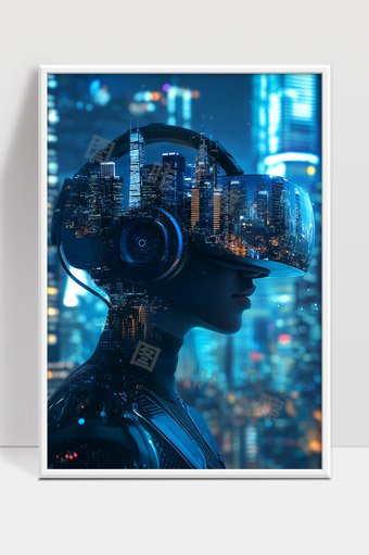未来都市虚拟现实科技智能头盔数字交互新世界