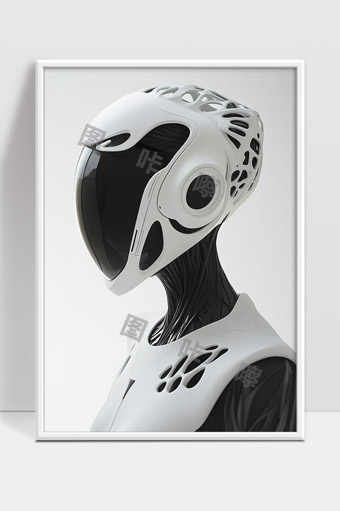 未来科技感机器人头部设计与智能机械结合