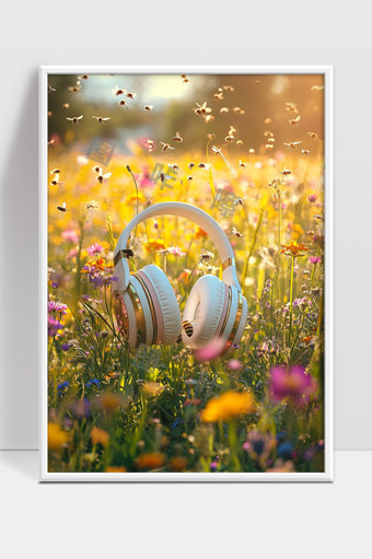 春日花海中静享音乐与自然和谐共鸣的唯美景象