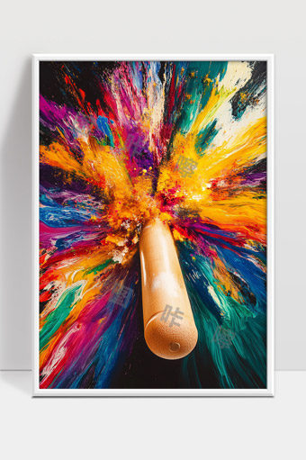 色彩爆炸画笔油漆飞溅抽象艺术表现