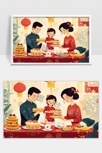 传统春节家庭团聚共享美食幸福温馨时刻