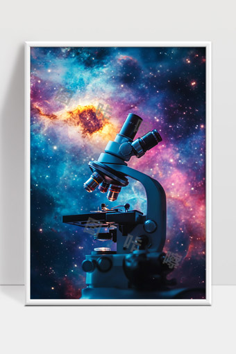 显微镜与宇宙星云背景科技探索未来科学发现