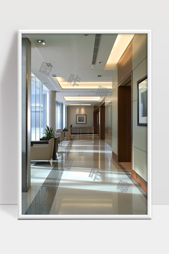 现代办公大楼明亮宽敞整洁走廊室内设计