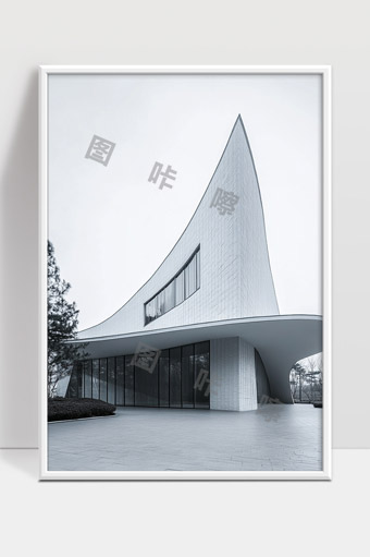 现代极简主义建筑独特造型和自然融合景观