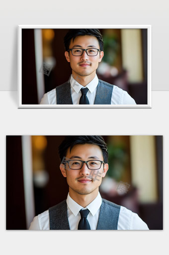 职业男士自信微笑戴眼镜正装写真肖像