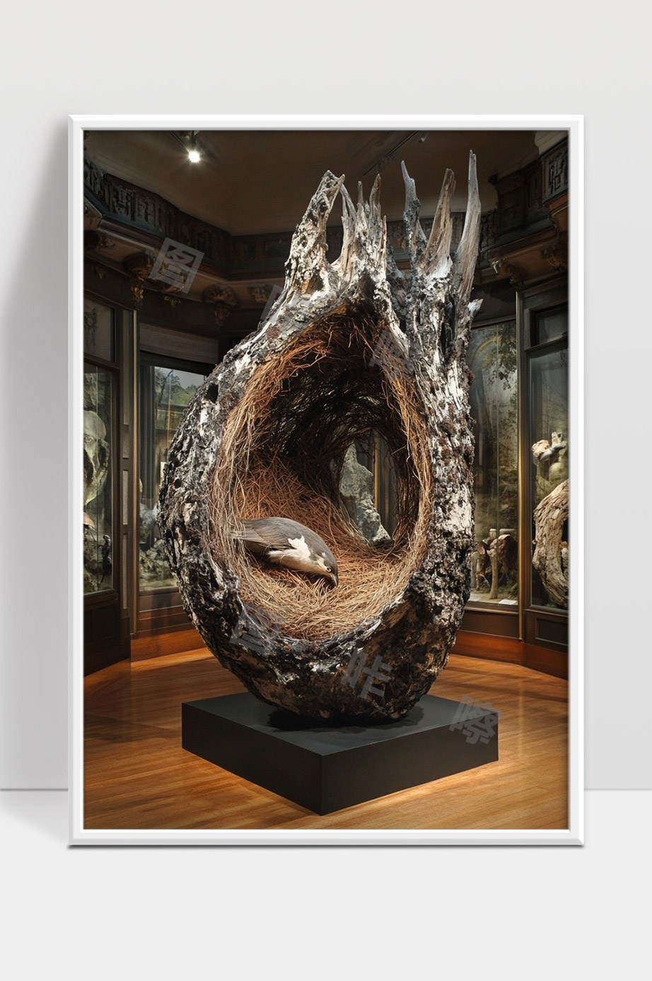 巨型鸟巢艺术装置展厅中的栖息之地