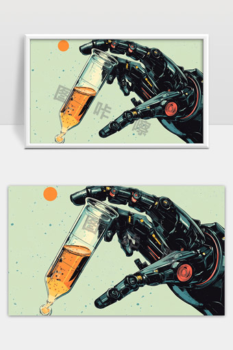 未来科技机器人手持试管探索科学奥秘