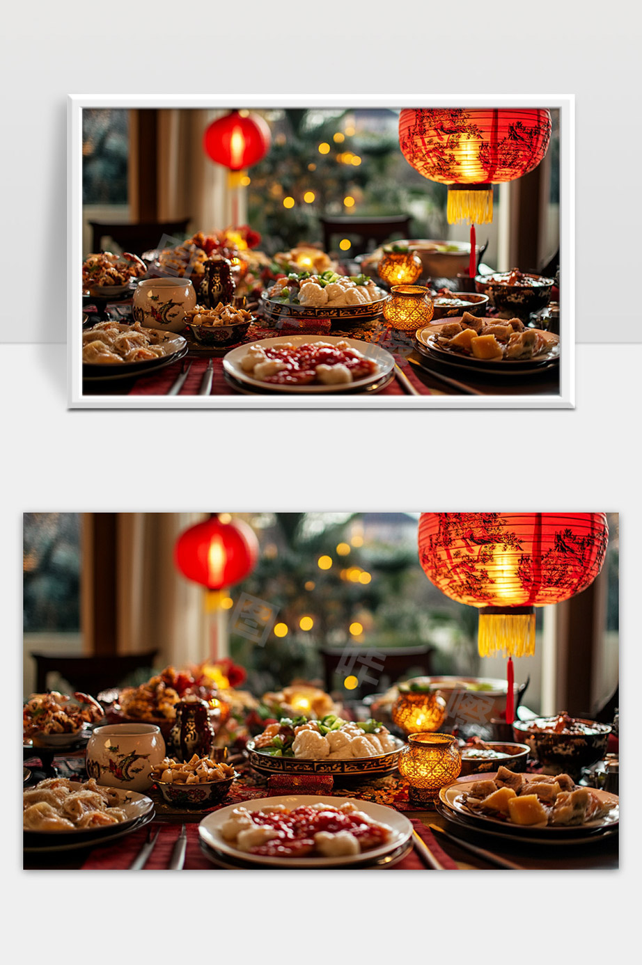 传统中国节日丰盛美食宴团圆佳节温馨氛围