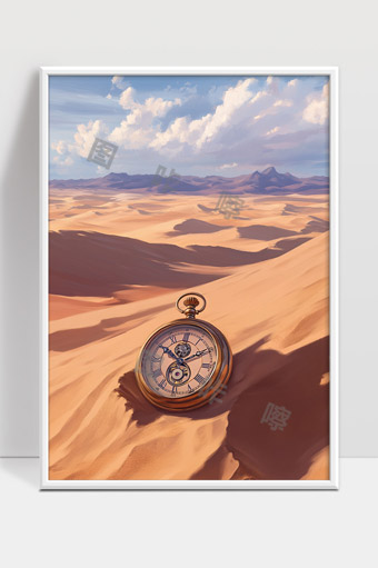 沙漠中的怀表象征时间与永恒的流逝