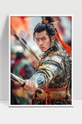 古装武将持矛英姿飒爽气势逼人战场决斗