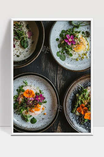 精致花卉装饰创意料理美食摆盘艺术