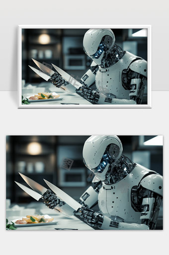 智能机器人厨房烹饪精准操作未来科技场景