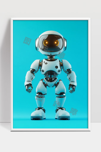 未来科技智能机器人全身正面展示未来感机械人形象