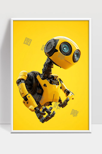 黄色未来感机械小机器人智能科技造型设计