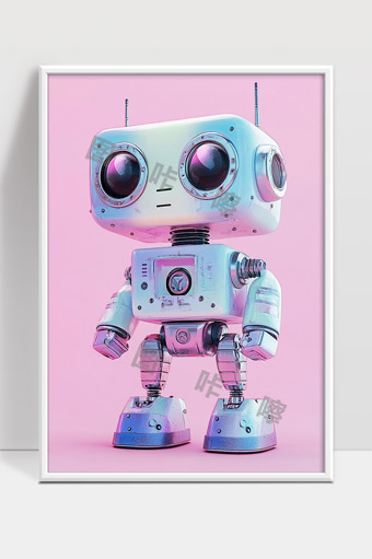 未来科技风格可爱机器人形象设计展示