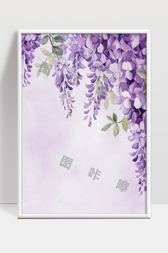 唯美紫藤花盛开春天浪漫花卉背景装饰图案