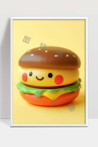 可爱卡通笑脸汉堡玩具萌趣摆件