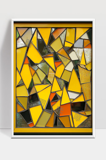 多彩几何拼接玻璃艺术装饰画现代抽象风格