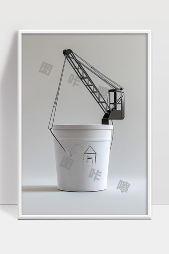 创意建筑吊车造型与水桶结合艺术设计