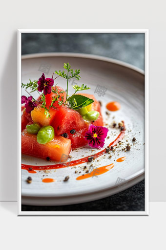 创意西瓜沙拉清新水果花卉健康美食摆盘艺术