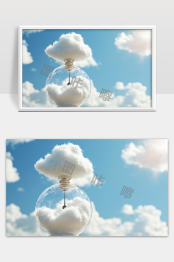 创意云朵沙漏象征时间流逝与梦想交织