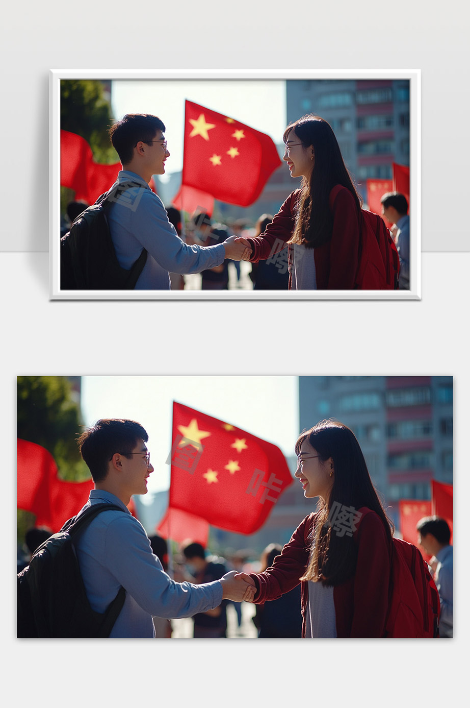 青春校园里喜迎国庆学生携手共庆祖国繁荣