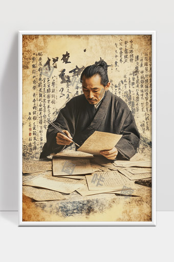 古代文人挥毫书写传承中华文化精神