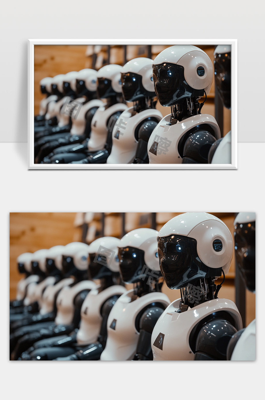 未来智能机器人阵列展示先进科技与人工智能结合