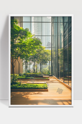 现代办公大楼内庭园绿色生态环保设计
