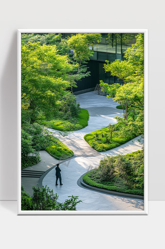 现代建筑与绿色生态园林完美结合的城市景观