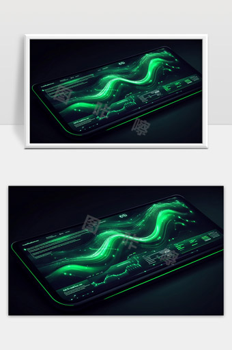 未来感绿色数字科技风智能手机界面设计