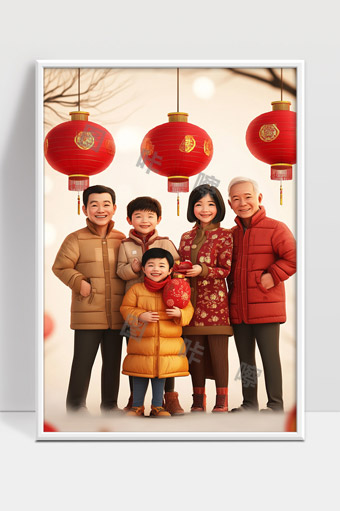 温馨团圆家人喜迎新春共庆佳节时光