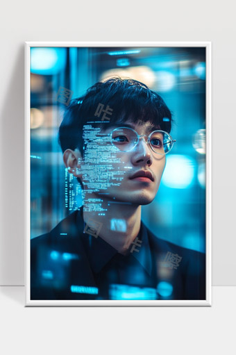 科技感青年沉思人工智能未来发展趋势