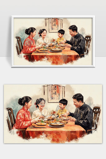 温馨家庭团聚共庆传统佳节幸福时光