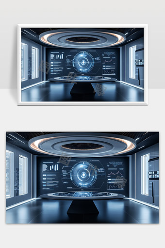 未来科技感智能控制中心虚拟交互界面展示