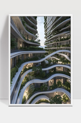 现代绿色生态建筑曲线形住宅设计