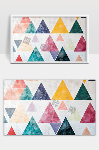 多彩几何三角形抽象艺术现代装饰画