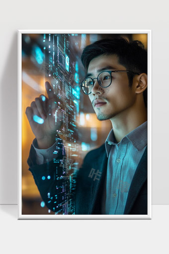 科技专家专注分析数字界面数据未来创新趋势