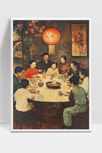 传统春节家庭团圆共聚欢庆幸福美满时刻