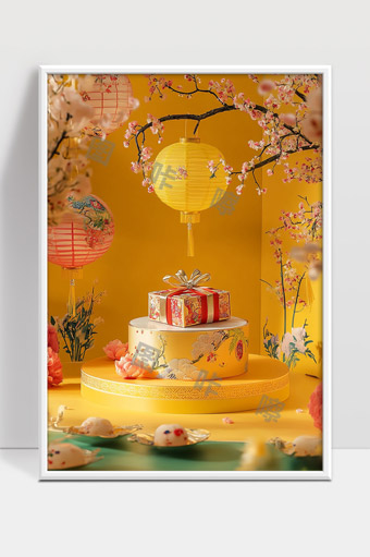 中秋佳节传统灯笼与美味月饼节日氛围展示