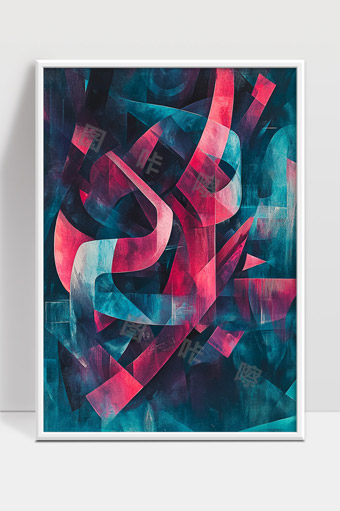 抽象几何形状组合色彩交织现代艺术作品