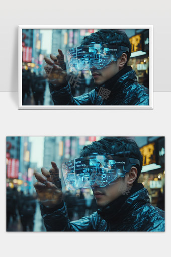 未来科技虚拟现实智能眼镜数字交互场景