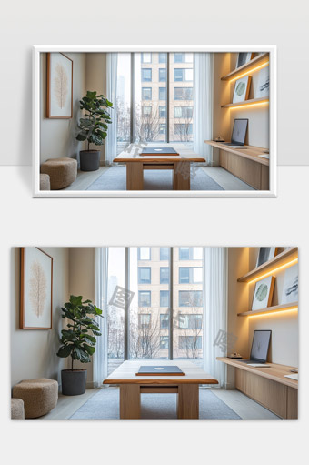 简约现代风格明亮舒适的居家办公空间设计
