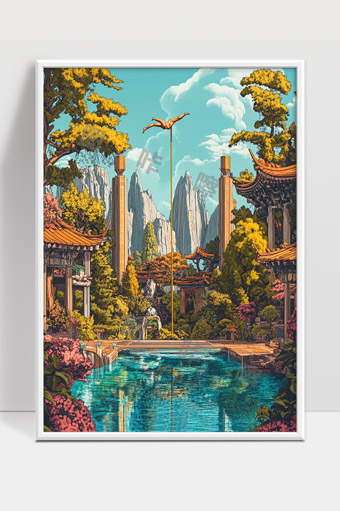 古典园林中的飞跃之美青山流水禅意无限